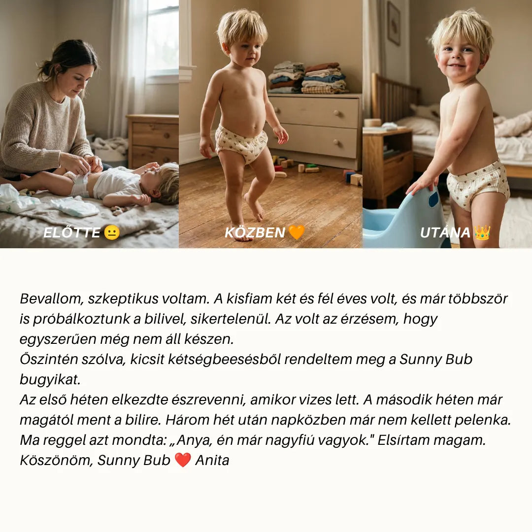 Leszoktató Bugyi - Szobatiszta 2-3 Hét Alatt - 100% Újrahasználható Pamut - Könnyen Felhúzható 18 Hónapos Kortól