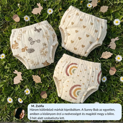Leszoktató Bugyi - Szobatiszta 2-3 Hét Alatt - 100% Újrahasználható Pamut - Könnyen Felhúzható 18 Hónapos Kortól